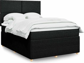 vidaXL Κρεβάτι Boxspring με Στρώμα Μαύρο 160x200 εκ. Υφασμάτινο