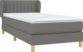 vidaXL Κρεβάτι Boxspring με Στρώμα Σκούρο Γκρι 100x200 εκ. Υφασμάτινο