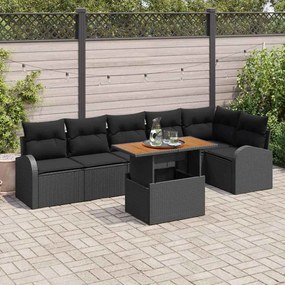 vidaXL Σετ Καναπέ Κήπου με μαξιλάρι 7 pcs Μαύρο 100 x 55 x 73 εκ