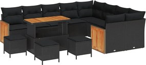 vidaXL Σετ Καναπέ Κήπου με μαξιλάρι 13 pcs Μαύρο