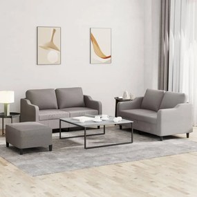vidaXL Πολυθρόνες Σετ 3 Τεμαχίων Taupe από Ύφασμα με Μαξιλάρια