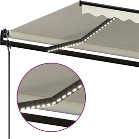 vidaXL Αναδιπλούμενη τέντα Κρεμ 500 x 300 εκ Πολυεστέρας