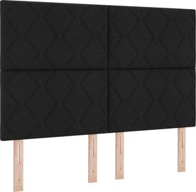 vidaXL Κρεβάτι box spring με στρώμα Μαύρο 140 x 190 cm Ύφασμα