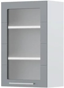 Ντουλάπι κρεμαστό Hudson V7-45-1KS με βιτρίνα-Λευκό - Γκρι - 45.00Χ32.00Χ72.00cm