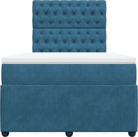 vidaXL Κρεβάτι Boxspring με Στρώμα Μπλε 120x190 εκ. Βελούδινο
