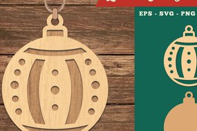 Σετ των 3 Intra απο ξύλο plywood 3mm-4mm πάχος Χριστουγεννιάτικη μπάλα με λέιζερ στολίδι 8 Δίασταση 8x8 cm INTRAFABR-109982578