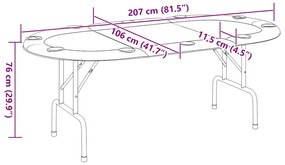 vidaXL Τραπέζι Πόκερ Πτυσσόμενο για 10 Παίκτες Πράσινο 207x106x76 εκ.
