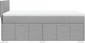vidaXL Κρεβάτι Boxspring με Στρώμα Ανοιχτό Γκρι 100x200 εκ. Υφασμάτινο