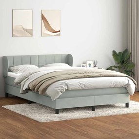 vidaXL Κρεβάτι Boxspring με Στρώμα Ανοιχτό Γκρι 140x210 εκ. Βελούδινο