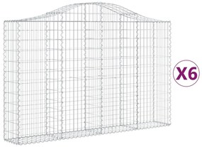 vidaXL Συρματοκιβώτια Τοξωτά 6 τεμ. 200x30x120/140 εκ. Γαλβαν. Ατσάλι