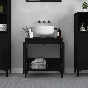 vidaXL Ντουλάπι Νιπτήρα Μαύρο 58x33x60 εκ. Επεξεργασμένο Ξύλο