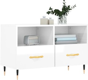 vidaXL Έπιπλο Τηλεόρασης Γυαλ. Λευκό 80x36x50 εκ. Επεξεργασμένο Ξύλο