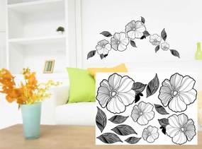 Διακοσμητικά αυτοκόλλητα τοίχου κομψά ασπρόμαυρα λουλούδια - 50x70