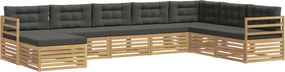 vidaXL Σειρά Καναπέ Εξωτερικού 8 pcs Άσπρο και Ανθρακί Πολυεστέρας
