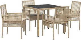 vidaXL Σέτ φαγητού για κήπο 5 pcs Μπεζ συνθετικό ρατάν