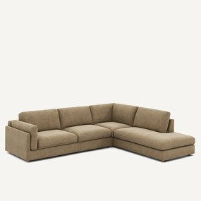 Γωνιακός καναπές με ανάκλινδρο από βελούδο stonewashed, Cesar