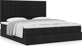 vidaXL Οθωμανικό κρεβάτι με στρώματα Μαύρο 180x200cm Ύφασμα