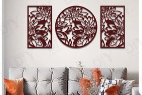 Intra απο ξύλο plywood 3mm-4mm πάχος – Πάνελ κοπής με λέιζερ 3 τεμαχίων με Peony Wall Art Δίασταση 40x30 cm INTRAFABR-120648610