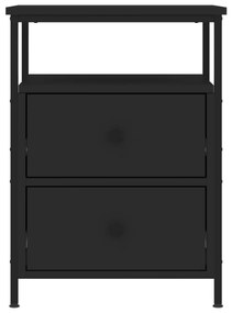 Κομοδίνα 2 τεμ. Μαύρα 44 x 45 x 60 εκ. από Επεξεργασμένο Ξύλο - Μαύρο