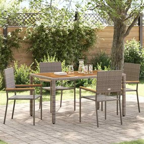 vidaXL Καρέκλες κήπου που σωριάζονται 4 pcs Γκρι, Καφέ