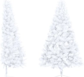 vidaXL Χριστ. Δέντρο Μισό Προφωτισμένο Τεχνητό Μπάλες Λευκό 150εκ