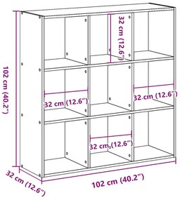 Βιβλιοθήκη Γκρι Sonoma 102x32x102 εκ. από Επεξεργασμένο Ξύλο - Γκρι