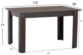 ΤΡΑΠΕΖΙ ΚΟΥΖΙΝΑΣ KELVIN 110x80x77Υεκ. WENGE