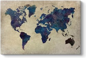 Πίνακας σε καμβά "World Map" Megapap ψηφιακής εκτύπωσης 125x80x3εκ.