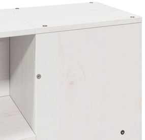 Κρεβάτι Βιβλιοθήκη Χωρίς Στρώμα Λευκό 135x190 εκ Μασίφ Πεύκο - Λευκό