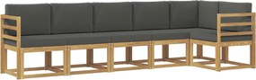 vidaXL Σειρά Καναπέ Εξωτερικού 6 pcs Άσπρο και Ανθρακί Πολυεστέρας