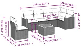 vidaXL Σαλόνι Κήπου Σετ 7 τεμ. Μπεζ Συνθετικό Ρατάν με Μαξιλάρια