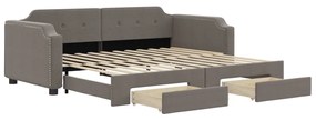 vidaXL Καναπές Κρεβάτι Συρόμενος Taupe 90x200 εκ. Ύφασμα & Συρτάρια