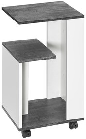 HOMCOM κομοδίνο, με 4 ροδάκια, 3 ράφια, 35 x 29,5 x 65,5 cm, γκρι/λευκό