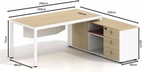 THESIS Γραφείο Αναστρέψιμη Γωνία, Απόχρωση Beech - Άσπρο   1τμχ