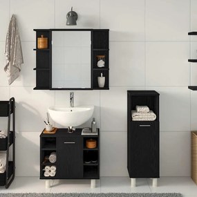 vidaXL Σετ Επίπλων Μπάνιου με ράφι 3 pcs Μαύρο 30 x 30 x 99.5 εκ