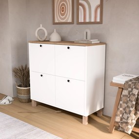 Παπουτσοθήκη Λευκό / Δρυς GUEAS 90x35x85.2