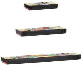 vidaXL Ράφια τοίχου 3 pcs Πολύχρωμο 100 x 20 x 6 cm Μασίφ ξύλο μάνγκο