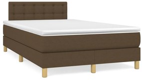 vidaXL Κρεβάτι Boxspring με Στρώμα & LED Σκ.Καφέ 120x190εκ. Υφασμάτινο