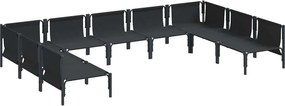 vidaXL Σετ Καναπέ Κήπου με μαξιλάρι 9 pcs Μαύρο Ατσάλι