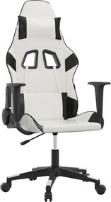 vidaXL Καρέκλα Gaming Μασάζ Λευκό/Μαύρο από Συνθετικό Δέρμα