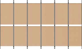 vidaXL Διαχωριστικό Δωματίου 6-Πάνελ Μπεζ 300 x 180 cm Ύφασμα