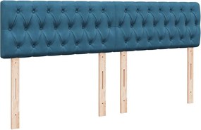 vidaXL Κρεβάτι Boxspring με Στρώμα Μπλε 200x200 εκ. Βελούδινο