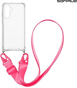 Θήκη Σιλικόνης με Strap Sonique Armor Clear Samsung Galaxy S24 Plus Φούξια