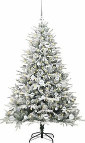 vidaXL Artificial Christmas Tree with Flocked Snow 150 LED Θερμό λευκό