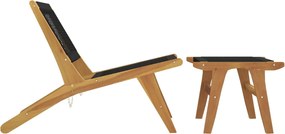 vidaXL Καρέκλα Κήπου με Υποπόδιο από Μασίφ Ξύλο Teak και Πολυεστέρα
