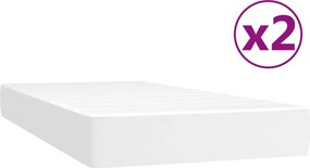 vidaXL Κρεβάτι Boxspring με Στρώμα Λευκό 200x200 εκ. Συνθετικό Δέρμα