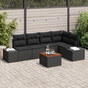 vidaXL Σετ Καναπέδων 6 pcs Μαύρο Πολυ ράταν