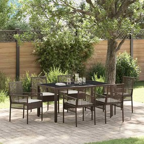 vidaXL Σέτ φαγητού για κήπο 7 pcs Καφέ συνθετικό ρατάν