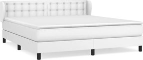 vidaXL Κρεβάτι Boxspring με Στρώμα Λευκό 160x200εκ.από Συνθετικό Δέρμα