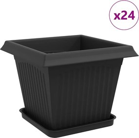 vidaXL Γλάστρες φυτών 24 τμχ. Μαύρο Πλαστικό
